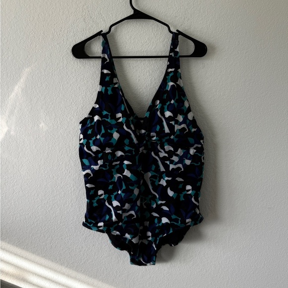 Serra Blue and White One Piece Swimwear Classic Design - Picture 2 of 11